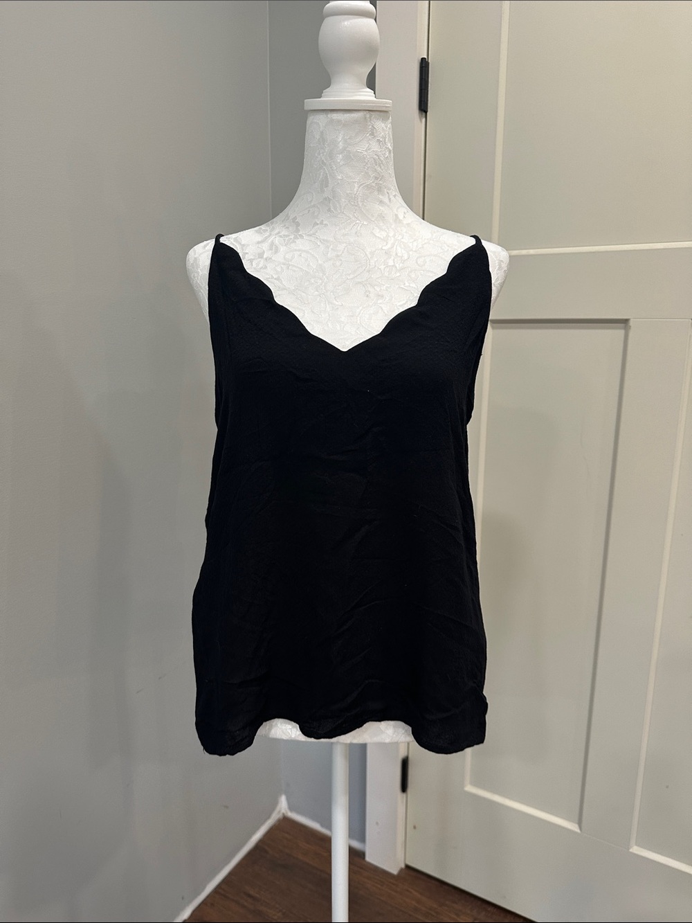 Altar'd State Black Scalloped V-Neck Camisole